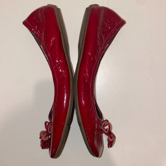 Cole Haan Nike Air Red Patent Leather Ballet Flats with Bow and Tassel Size 7B - Picture 2 of 15